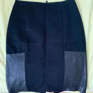 knee length skirt with leather